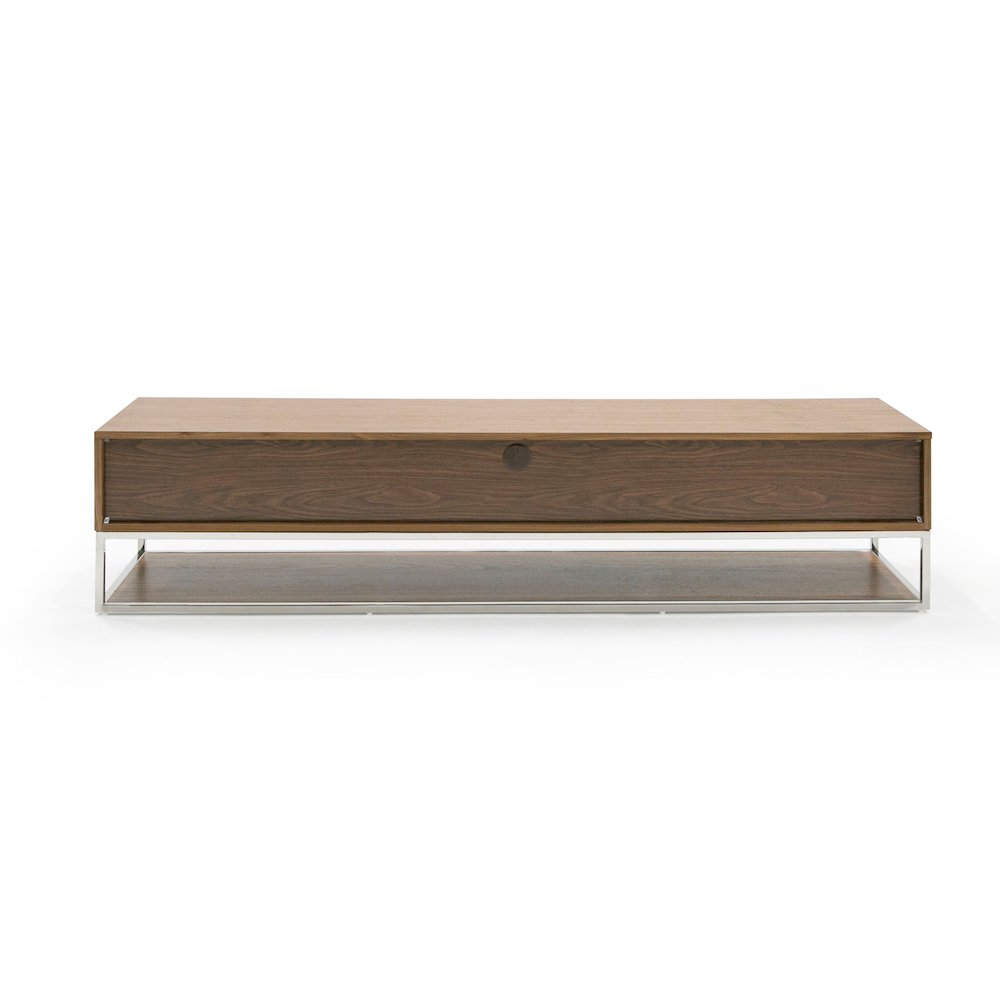 Modrest Heloise - Modern Walnut and Stainless Steel TV Stand