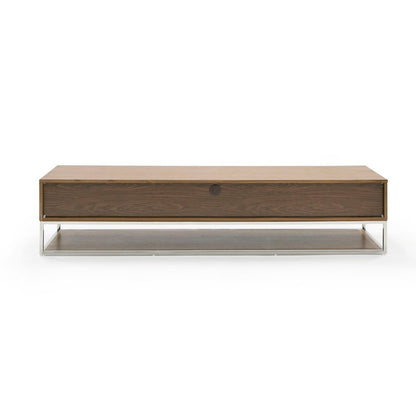 Modrest Heloise - Modern Walnut and Stainless Steel TV Stand
