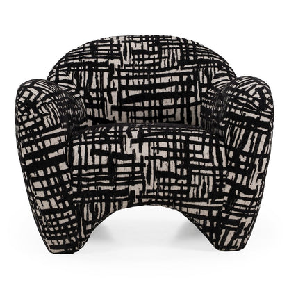 Hurd - Modern Black + Beige Pattern Fabric Accent Chair