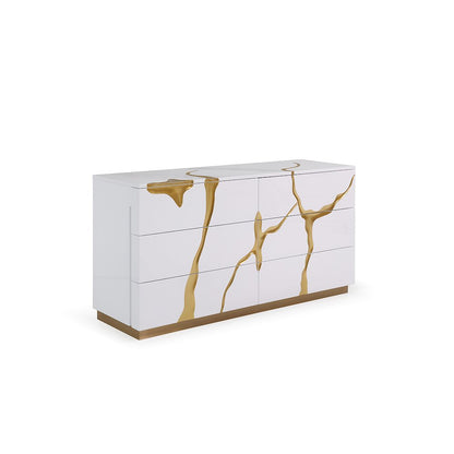 Modrest Aspen Modern Wide White and Gold Dresser