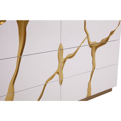 Modrest Aspen Modern Wide White and Gold Dresser