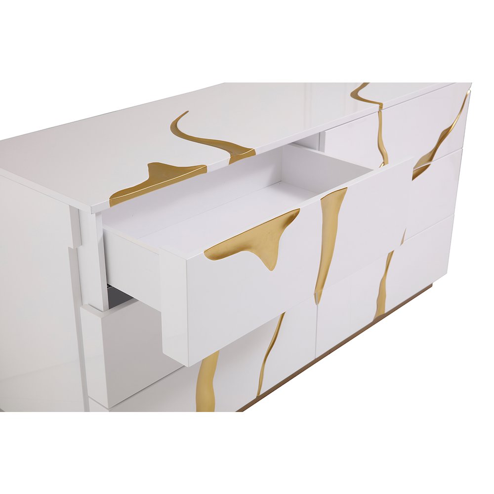 Modrest Aspen Modern Wide White and Gold Dresser