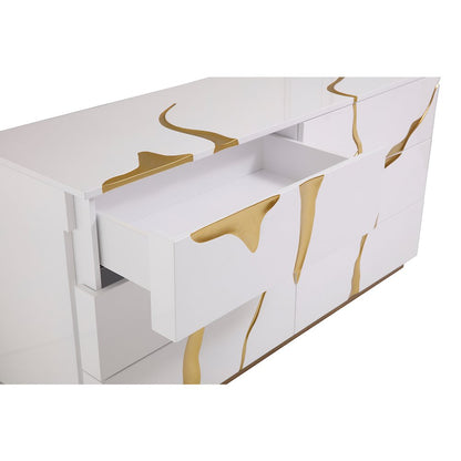 Modrest Aspen Modern Wide White and Gold Dresser