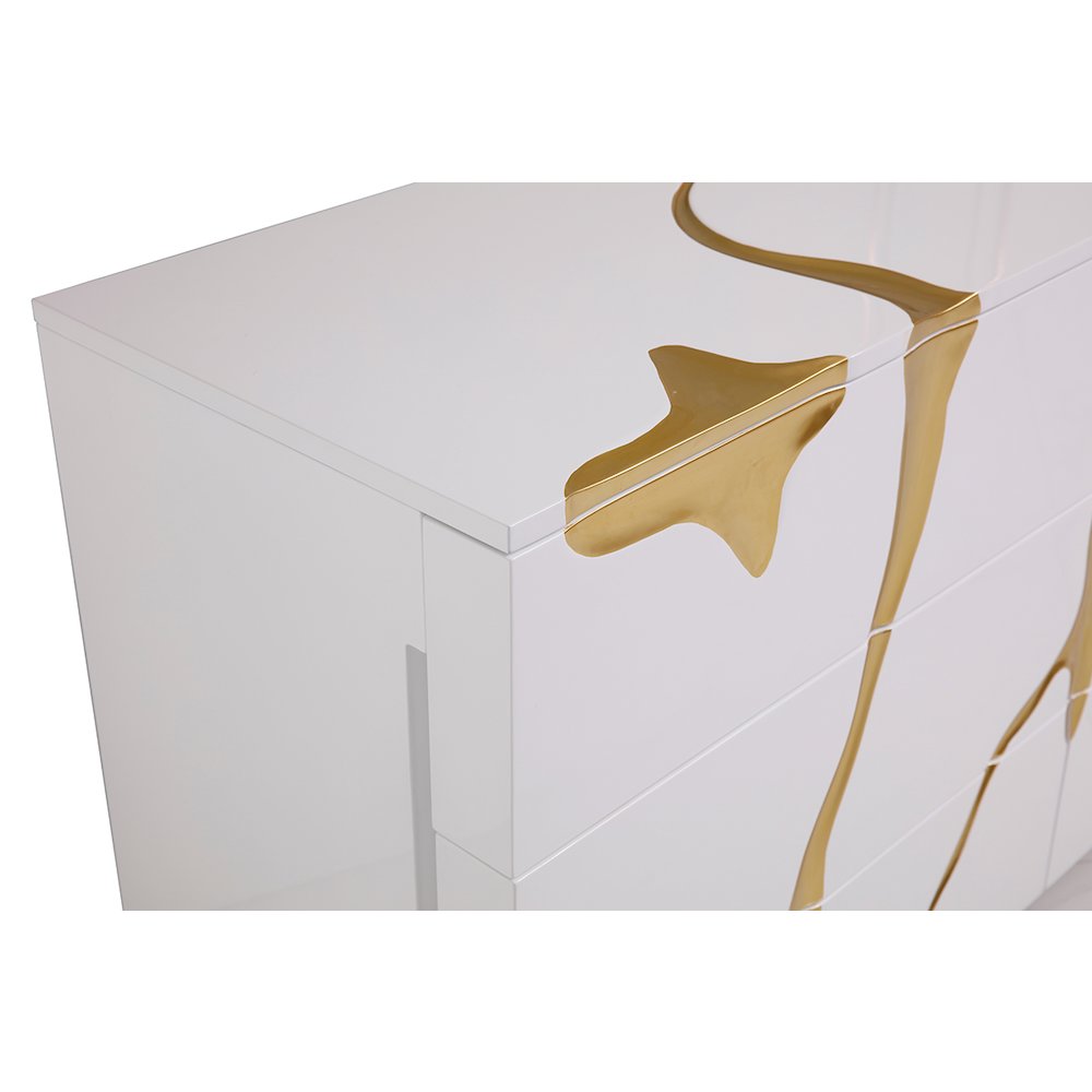 Modrest Aspen Modern Wide White and Gold Dresser