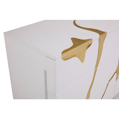Modrest Aspen Modern Wide White and Gold Dresser
