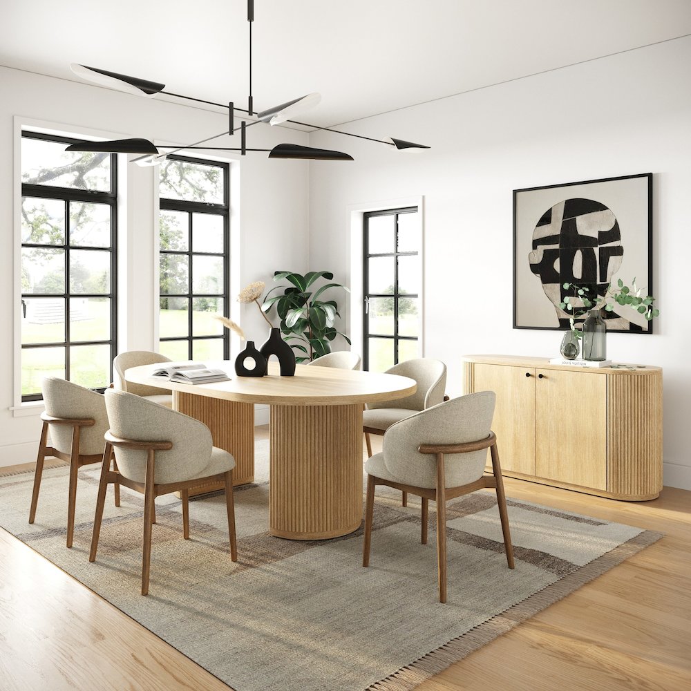 Jacobson - Modern Natural Acacia Oval Large Dining Table