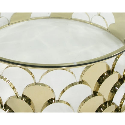 Modrest Javier Modern Glass & Gold Round Coffee Table