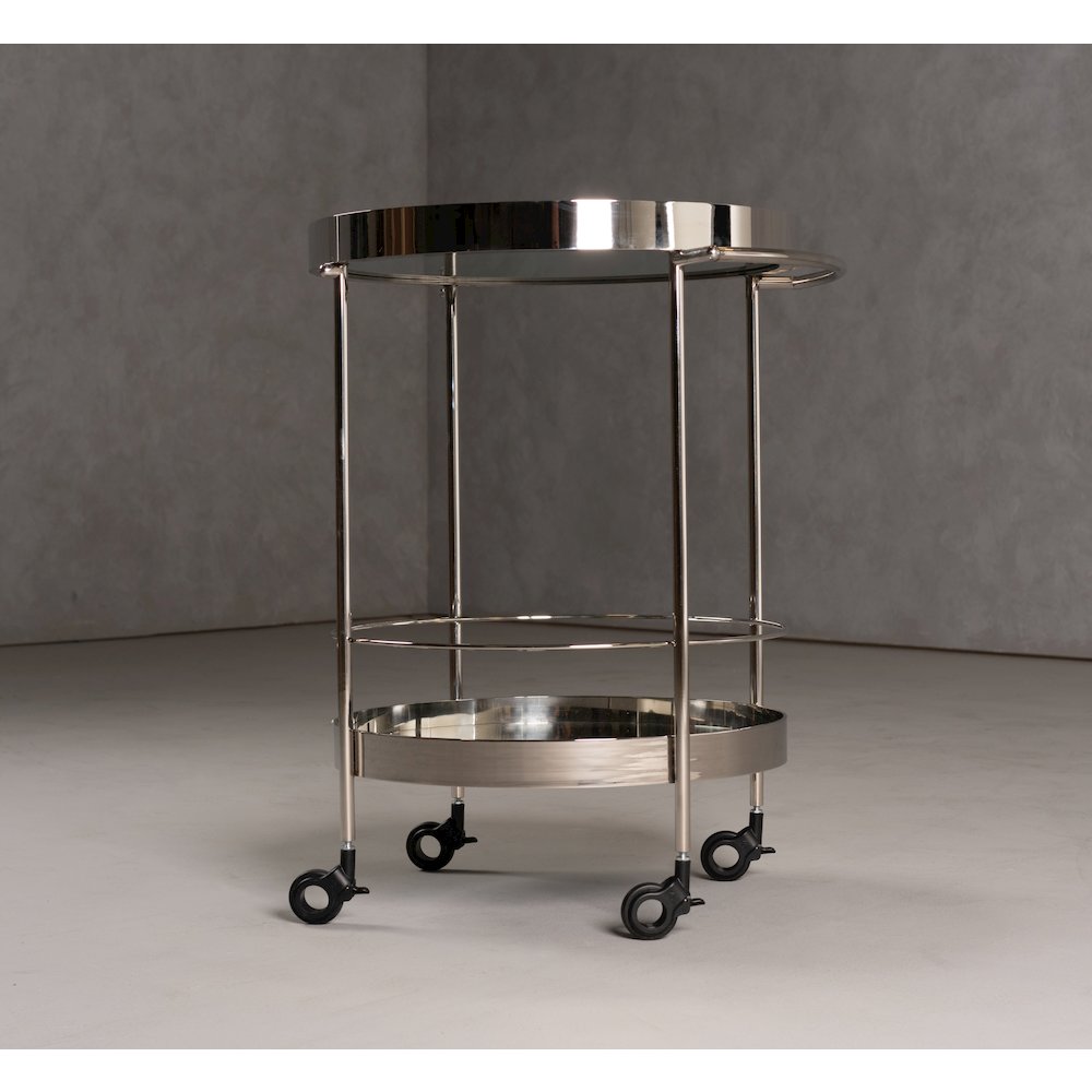 Modrest Jeeves - Modern Stainless Steel + Mirror Rolling Cart
