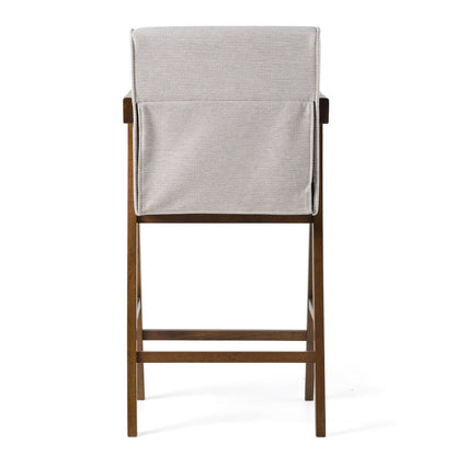Modrest Joseline - Modern Beige Fabric + Walnut Counter Chair (Set of 2)