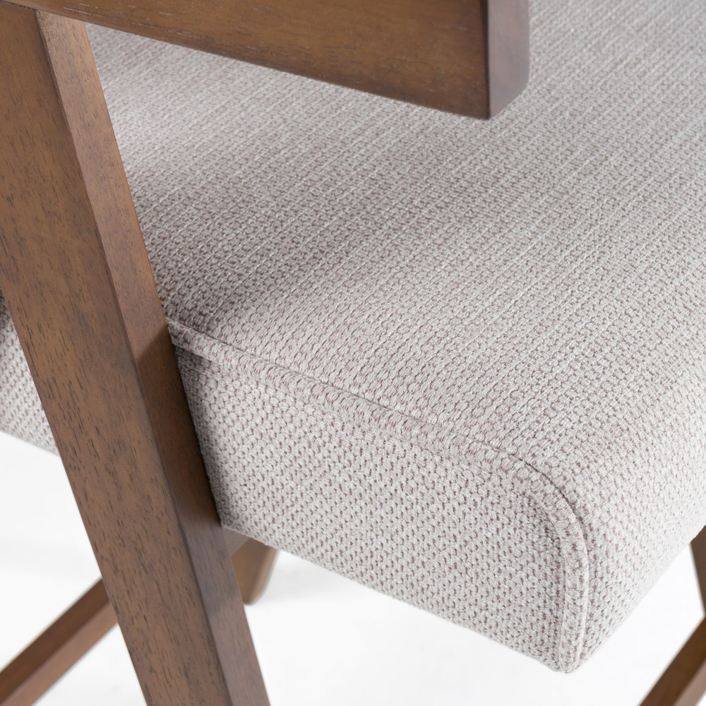 Modrest Joseline - Modern Beige Fabric + Walnut Counter Chair (Set of 2)