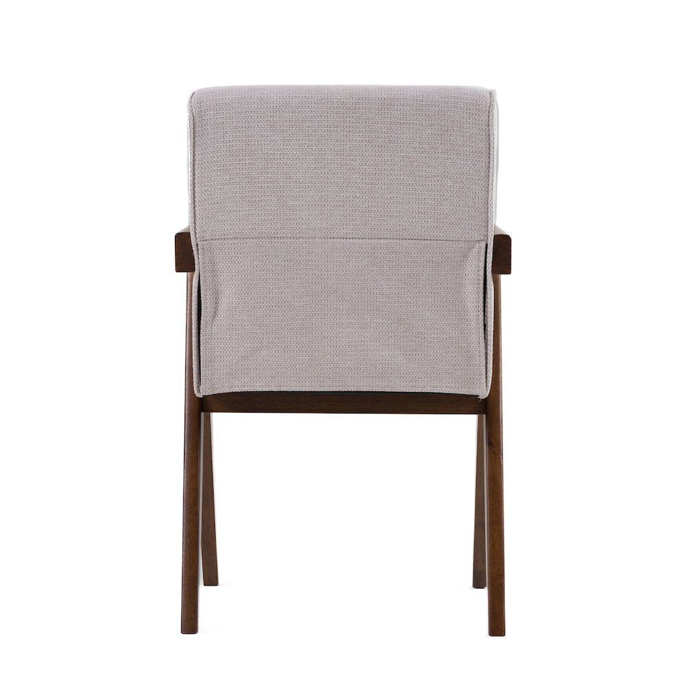 Modrest Joseline - Modern Beige Fabric + Walnut Dining Chair (Set of 2)