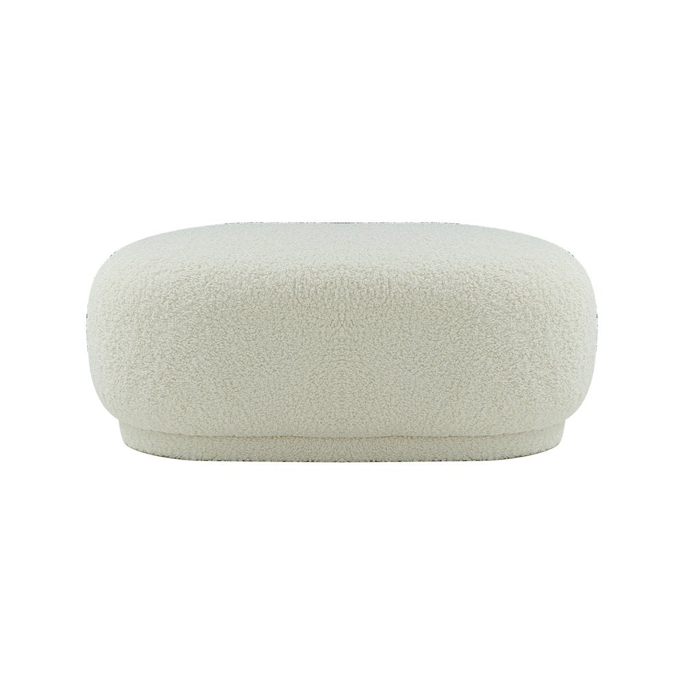 Divani Casa Kael - Contemporary White Sherpa Ottoman