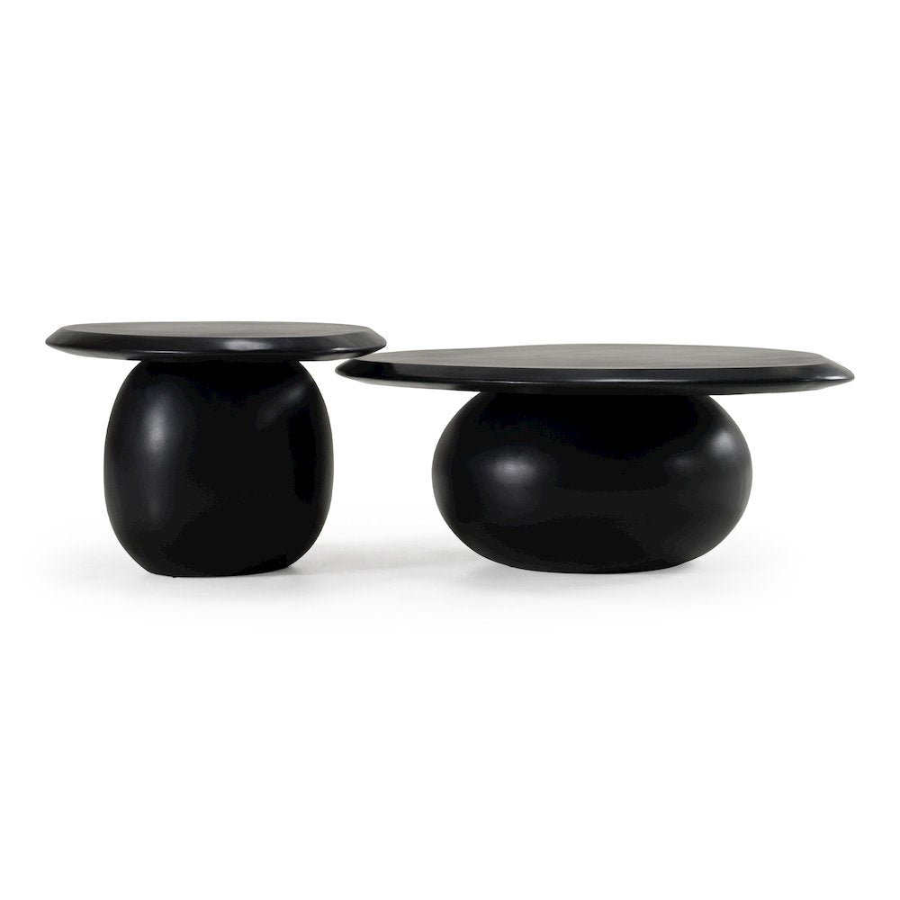 Kalvin - Modern Black Concrete Nesting Coffee Table Set