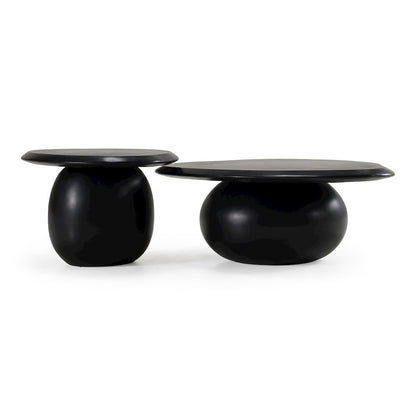 Kalvin - Modern Black Concrete Nesting Coffee Table Set