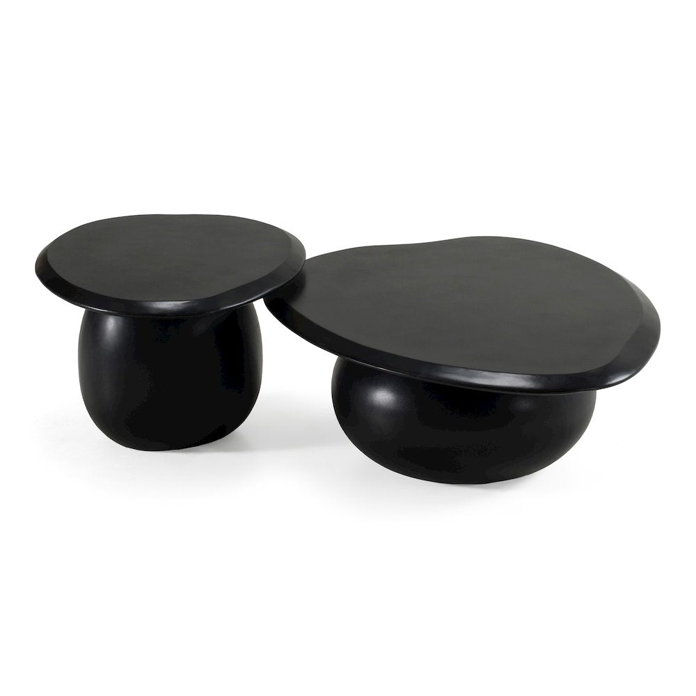 Kalvin - Modern Black Concrete Nesting Coffee Table Set