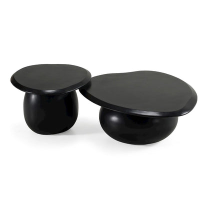 Kalvin - Modern Black Concrete Nesting Coffee Table Set
