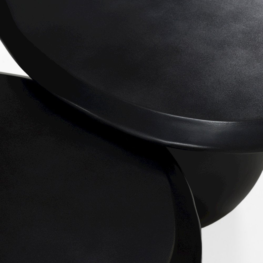 Kalvin - Modern Black Concrete Nesting Coffee Table Set