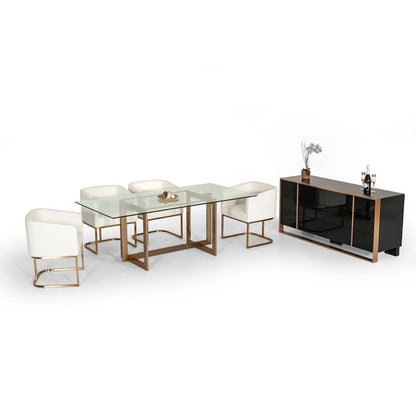 Keaton Modern Glass and Brass Dining Table