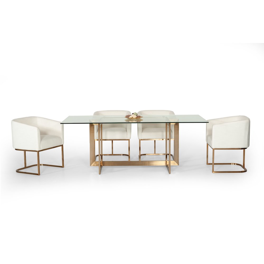 Keaton Modern Glass and Brass Dining Table