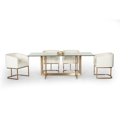 Keaton Modern Glass and Brass Dining Table