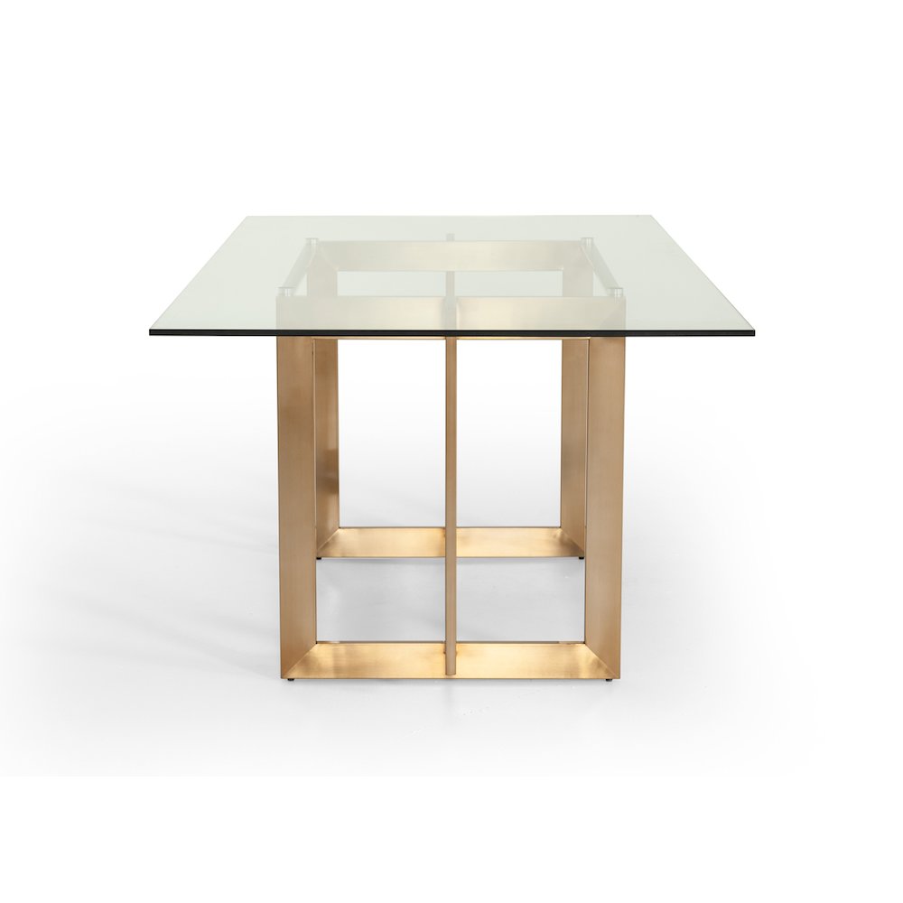 Keaton Modern Glass and Brass Dining Table