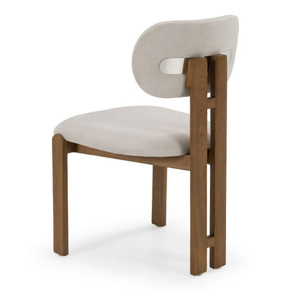 Kelsey - Modern Light Grey Fabric + Brown Ash Dining Chair