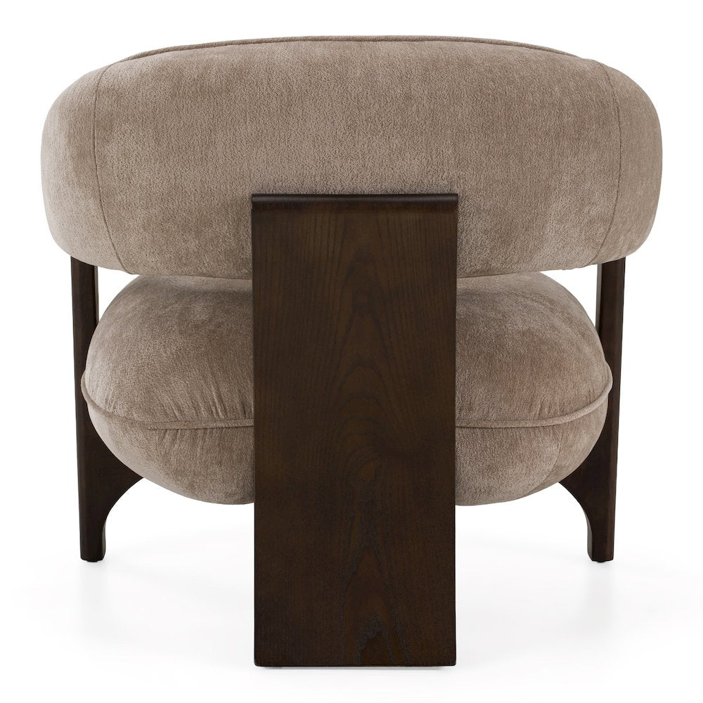 Kirby - Modern Tan Fabric + Brown Oak Accent Chair