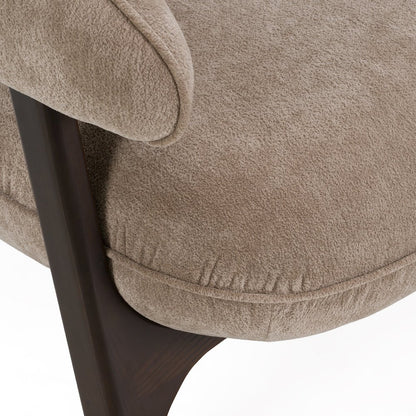 Kirby - Modern Tan Fabric + Brown Oak Accent Chair