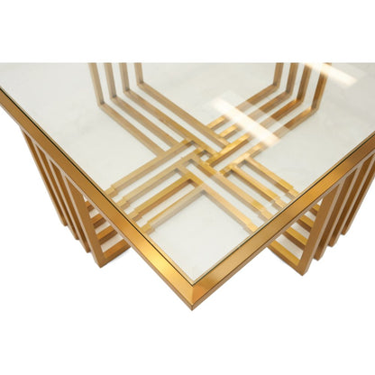 Modrest Kodiak - Glam Clear Glass and Gold Glass Coffee Table
