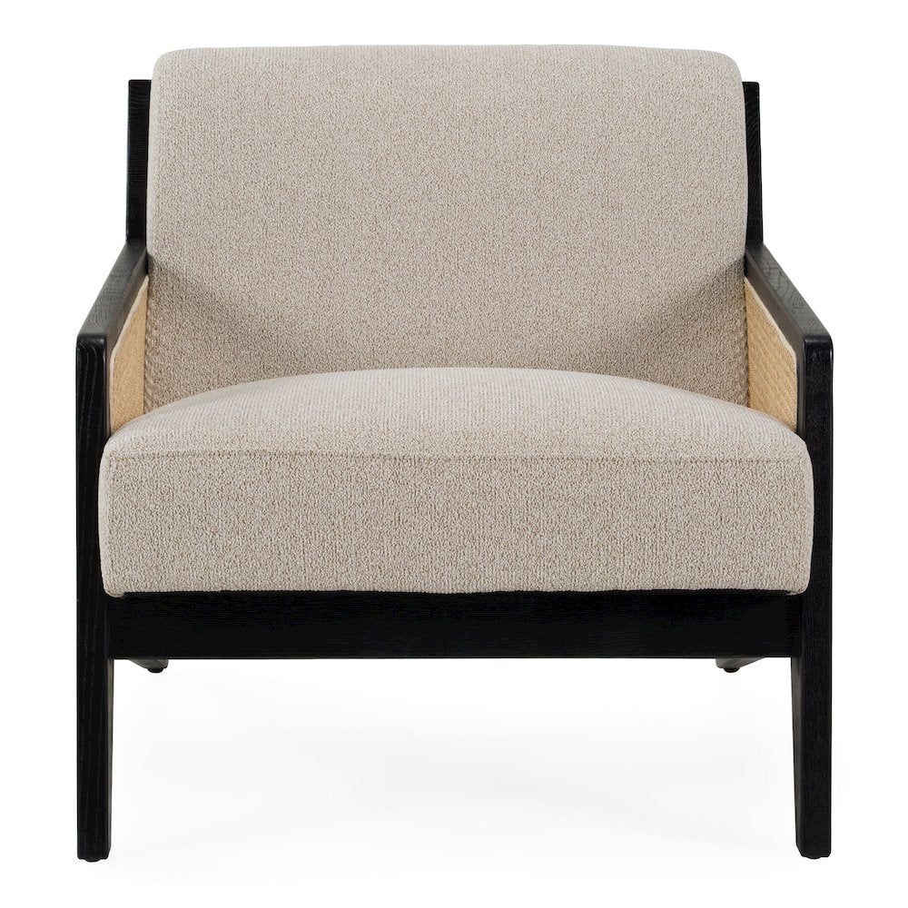 Kratz - Modern Beige Fabric Rattan Black Walnut Accent Chair