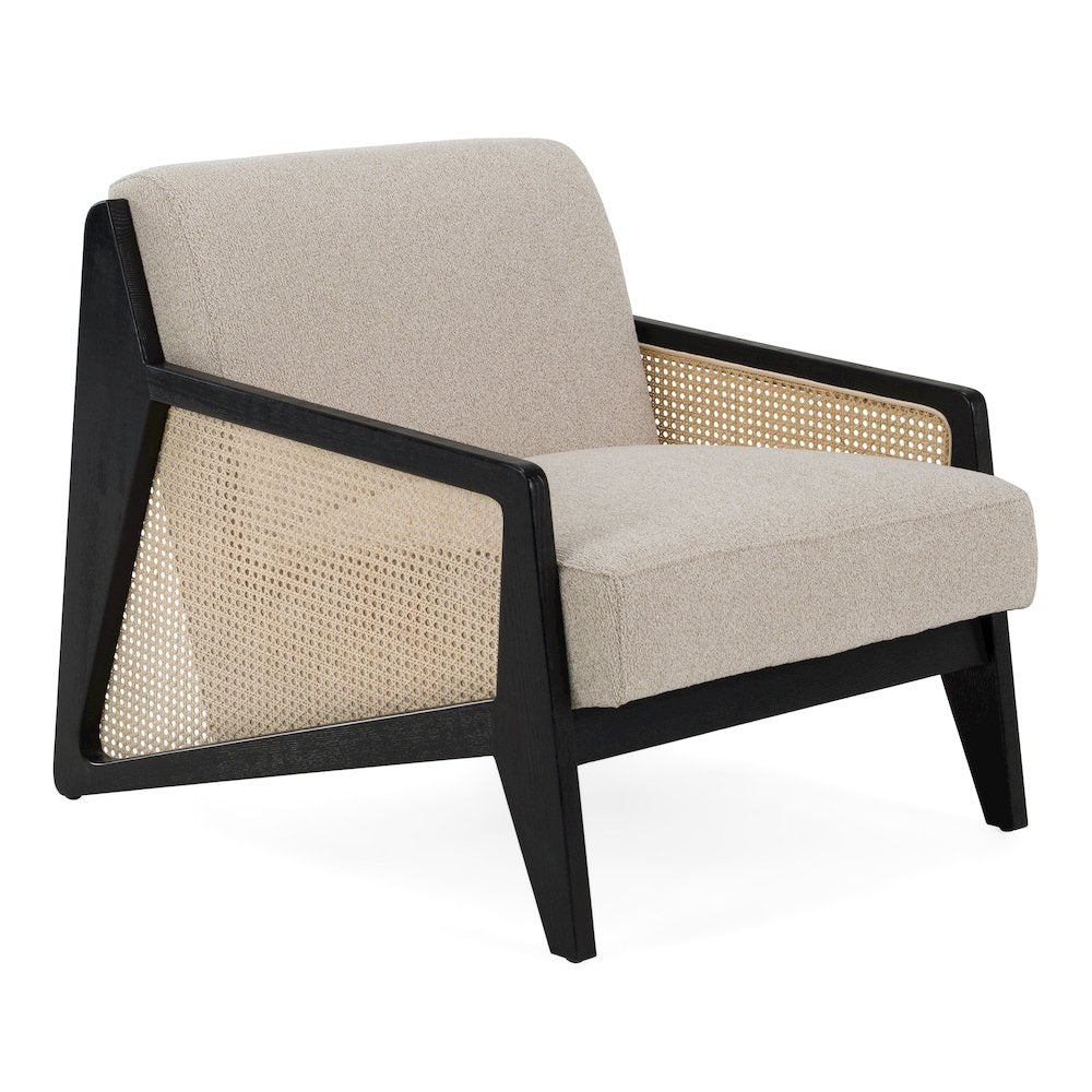 Kratz - Modern Beige Fabric Rattan Black Walnut Accent Chair