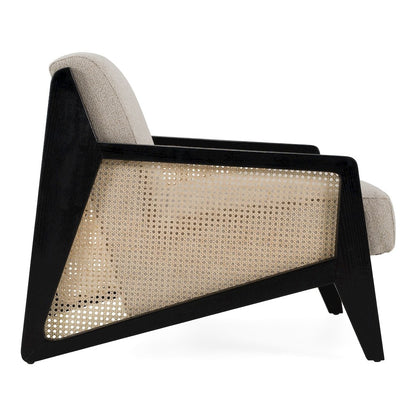 Kratz - Modern Beige Fabric Rattan Black Walnut Accent Chair