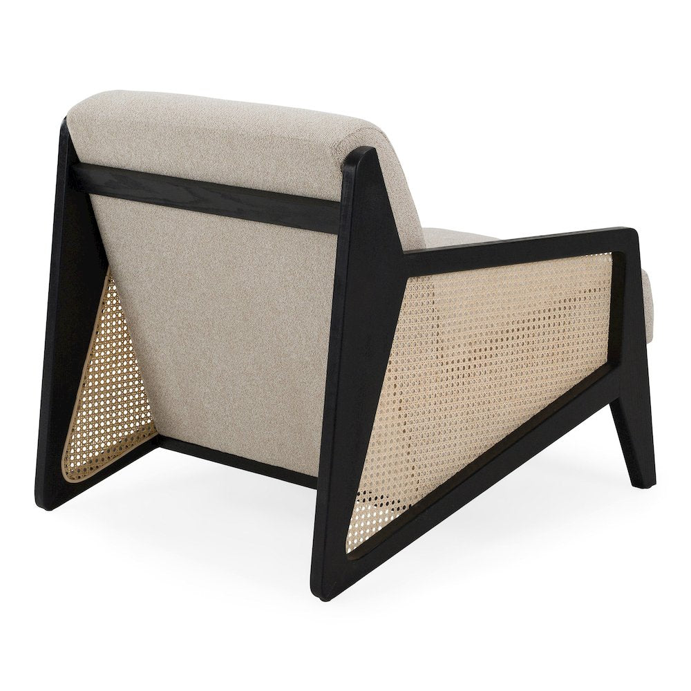 Kratz - Modern Beige Fabric Rattan Black Walnut Accent Chair
