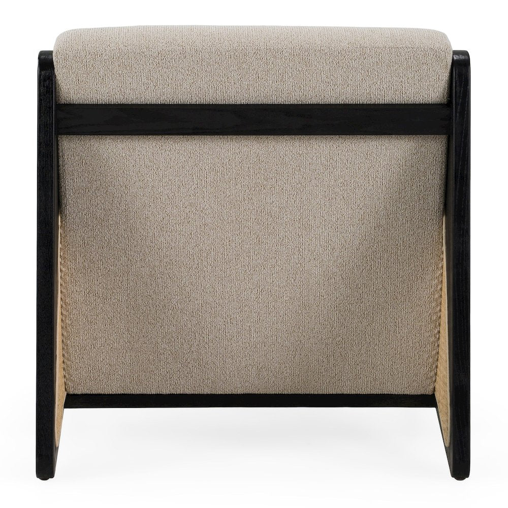 Kratz - Modern Beige Fabric Rattan Black Walnut Accent Chair