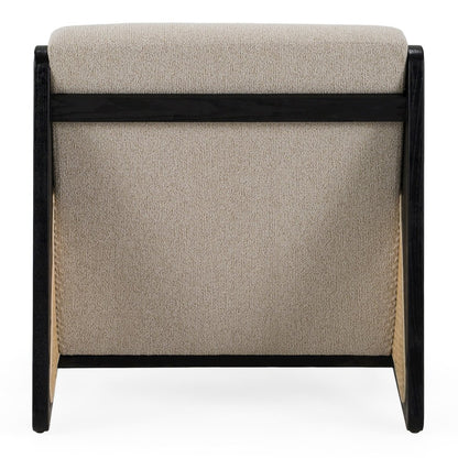 Kratz - Modern Beige Fabric Rattan Black Walnut Accent Chair