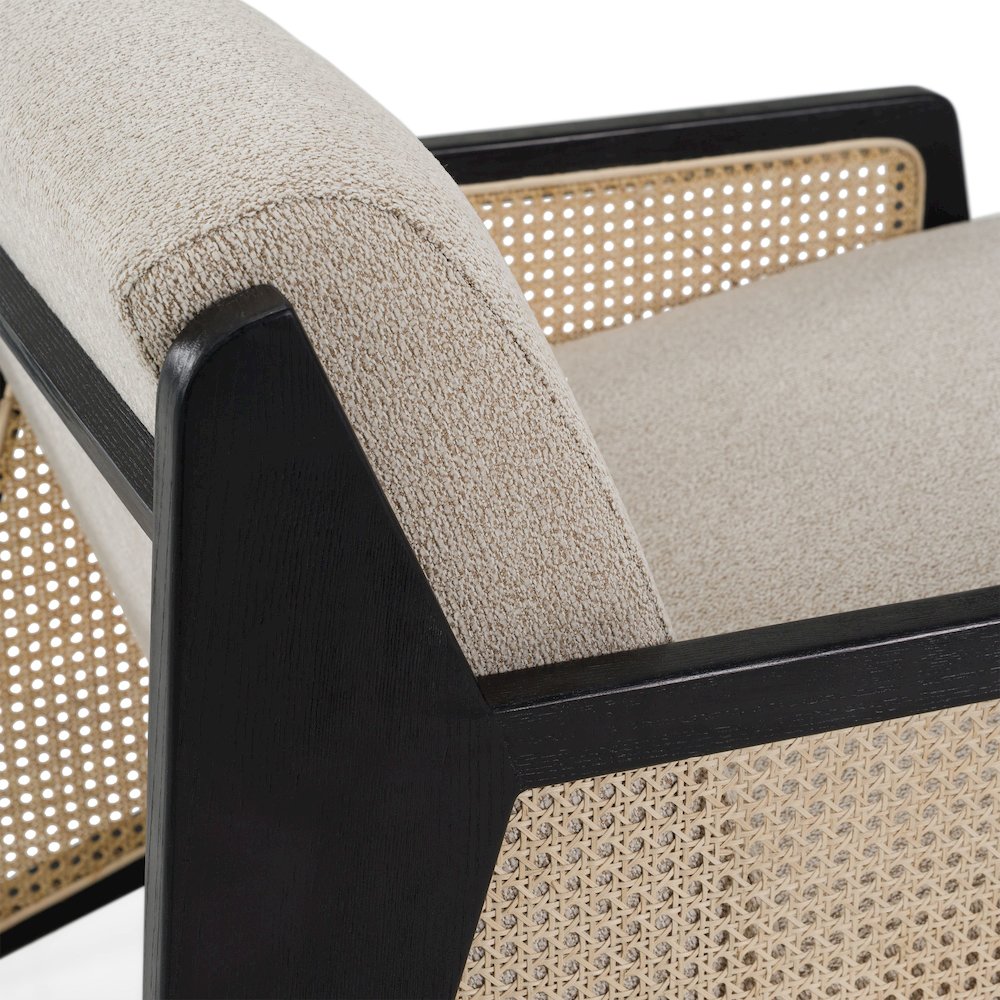 Kratz - Modern Beige Fabric Rattan Black Walnut Accent Chair