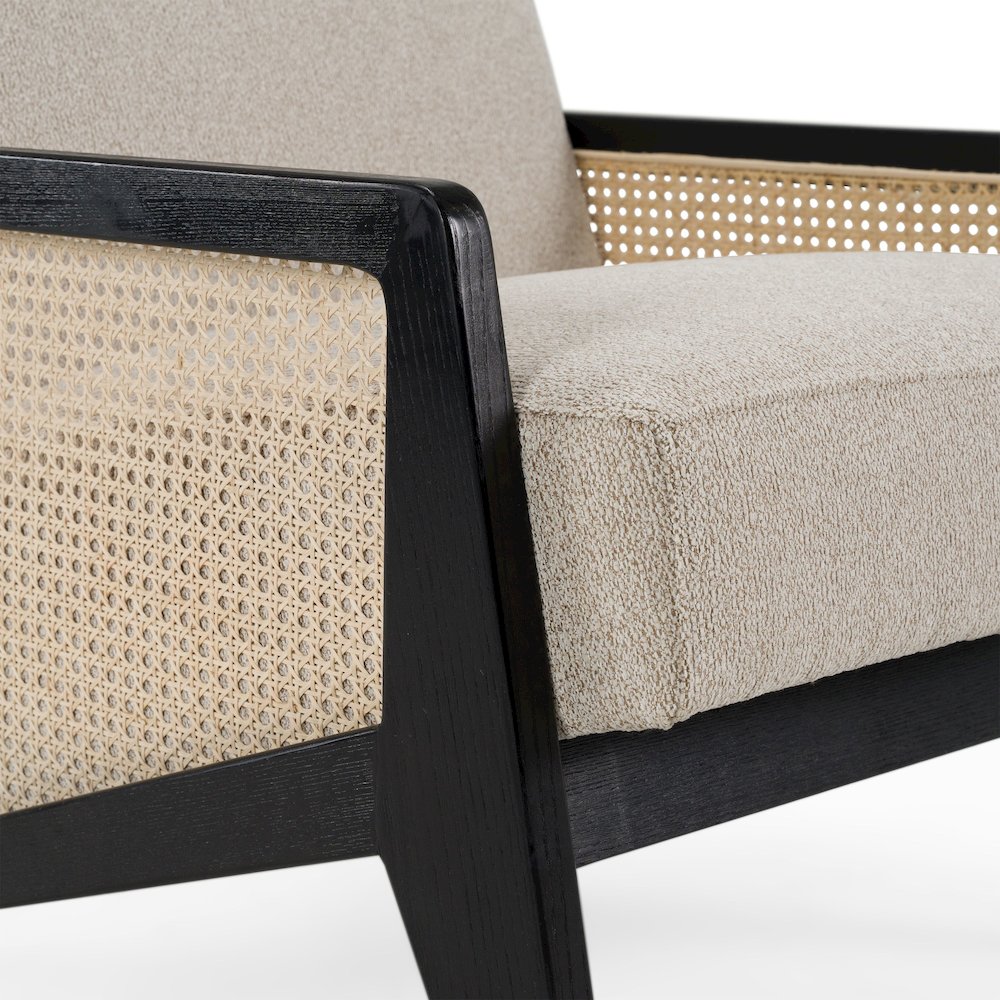 Kratz - Modern Beige Fabric Rattan Black Walnut Accent Chair