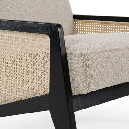 Kratz - Modern Beige Fabric Rattan Black Walnut Accent Chair