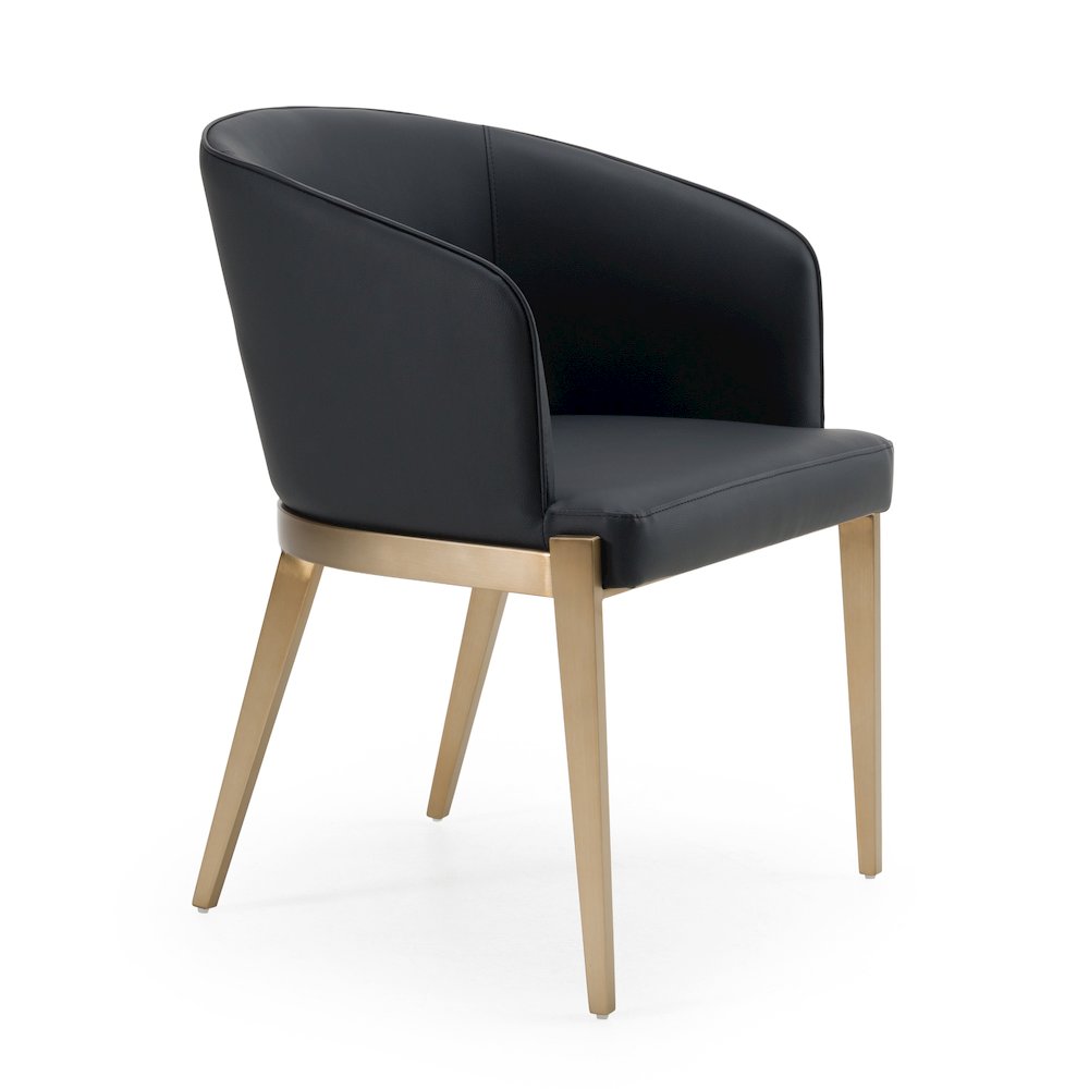 Kravitz - Modern Dark Grey Vegan Leather Antique Brass Dining Chair