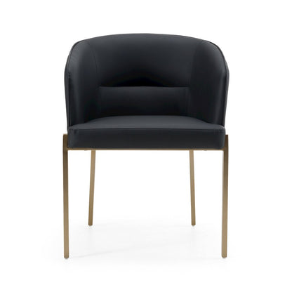 Kravitz - Modern Dark Grey Vegan Leather Antique Brass Dining Chair