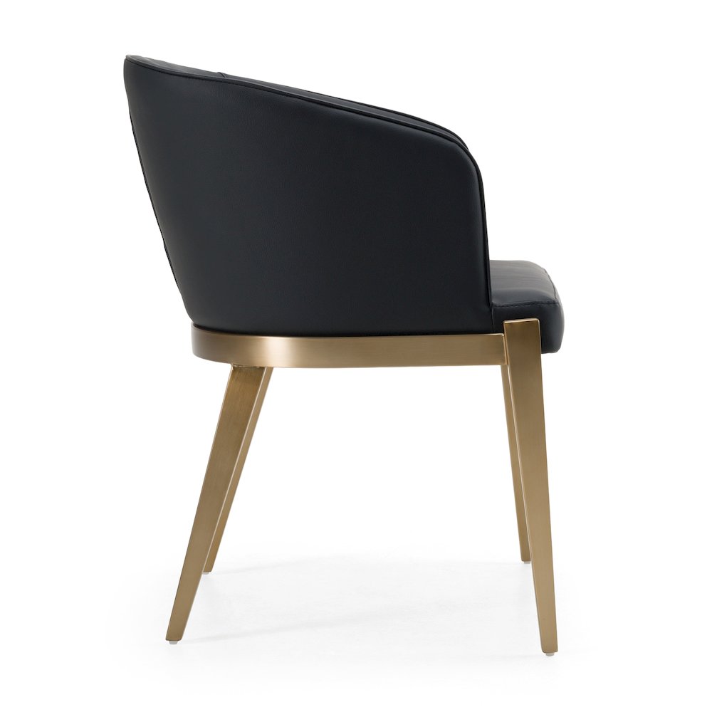 Kravitz - Modern Dark Grey Vegan Leather Antique Brass Dining Chair
