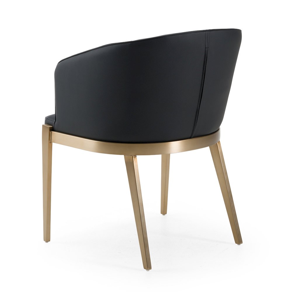 Kravitz - Modern Dark Grey Vegan Leather Antique Brass Dining Chair