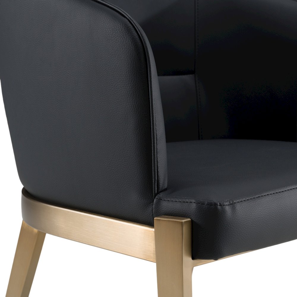 Kravitz - Modern Dark Grey Vegan Leather Antique Brass Dining Chair