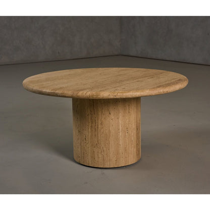 Lavaca - Modern Travertine Marble Round Coffee Table