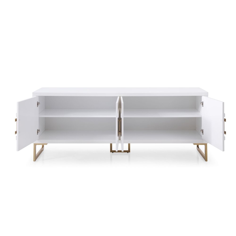 Modrest Leah - Contemporary White High Gloss & Champagne Gold Buffet