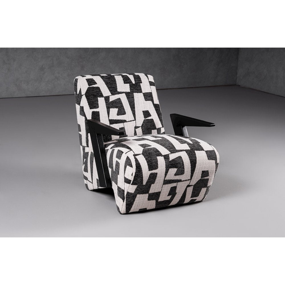 Modrest Leana - Modern Black & White Fabric Accent Chair