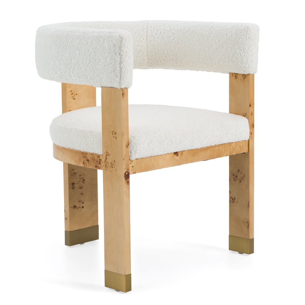 Modrest Letha - Modern Cream Fabric + Burl Dining Chair