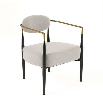Modrest Liberty - Modern Light Grey Fabric + Black & Gold Accent Chair