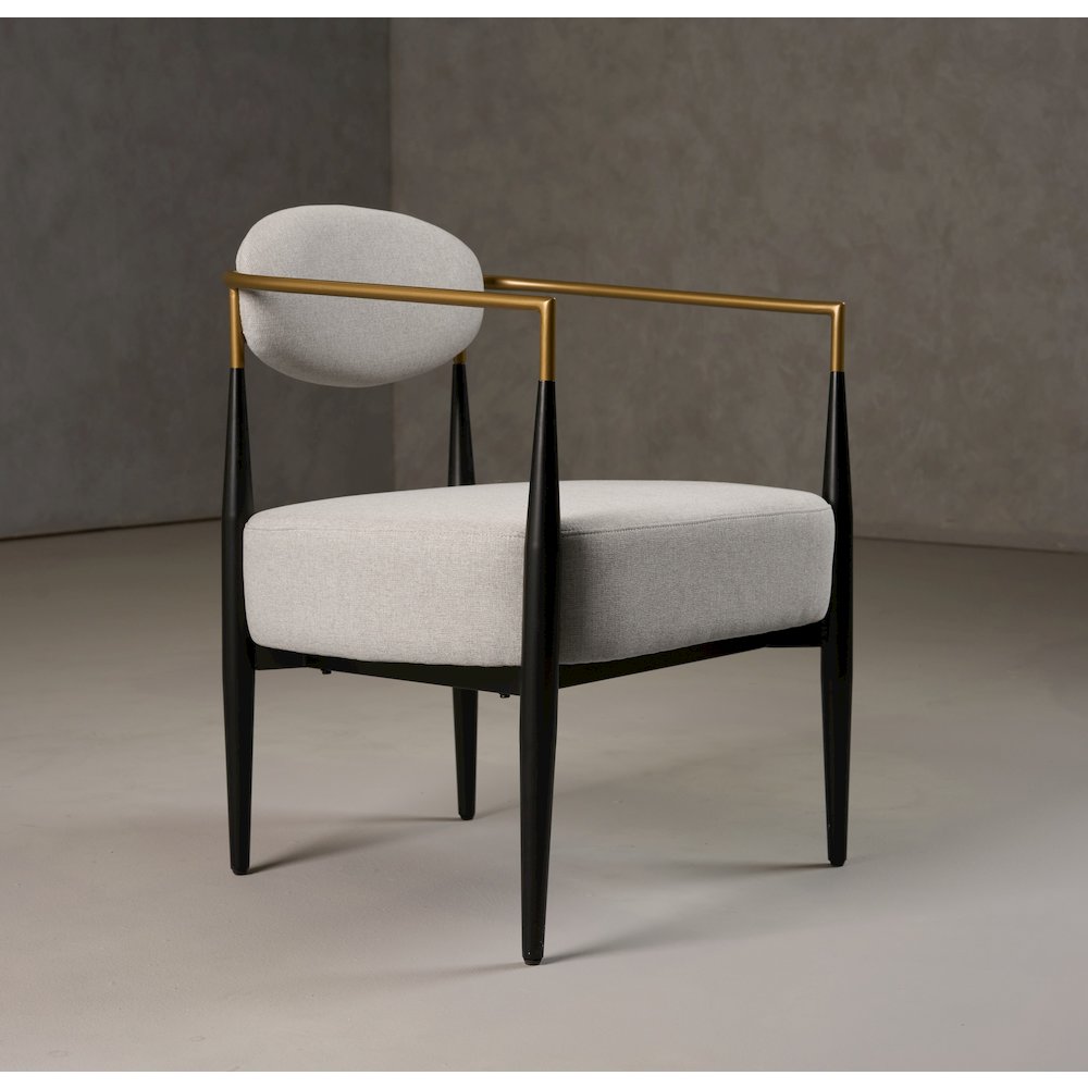 Modrest Liberty - Modern Light Grey Fabric + Black & Gold Accent Chair