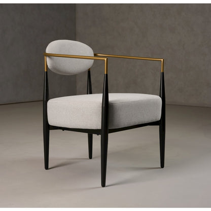Modrest Liberty - Modern Light Grey Fabric + Black & Gold Accent Chair